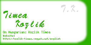 timea kozlik business card